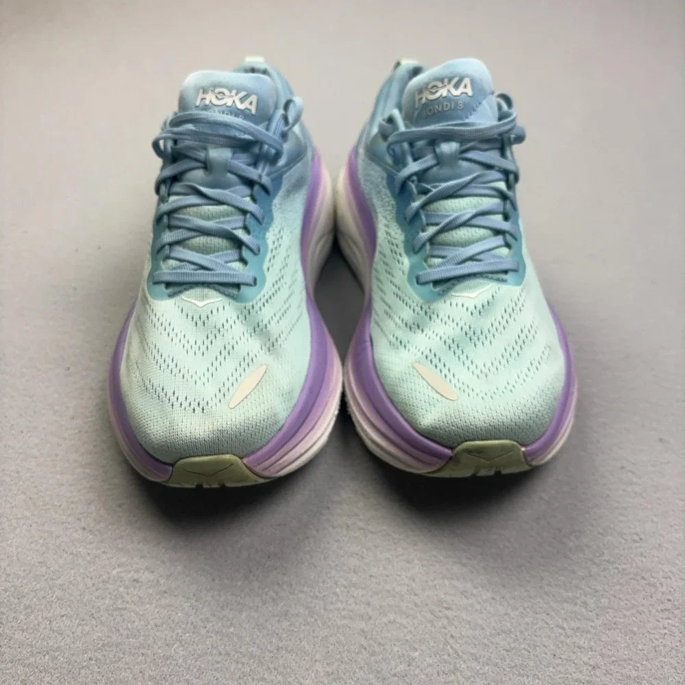 Hoka One One Bondi 8 Shoes Womens Size 10.5 Blue Running Sneakers Mesh Athletic